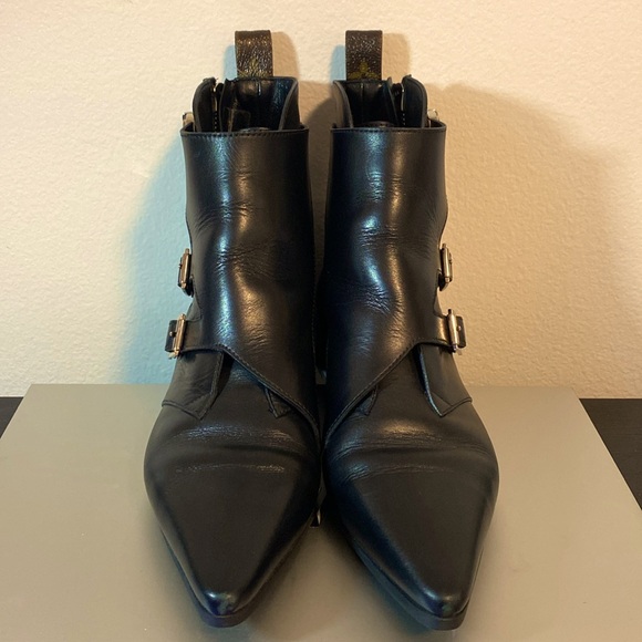 EUC [Louis Vuitton] Pointed Jumble Bootie Boots Black Leather Womens Sz 37, US 7 - Picture 5 of 14